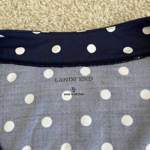 Lands End Navy Polka Dot Sheath Casual Dress XL Preppy Resort Summer Nautical - Picture 7 of 14